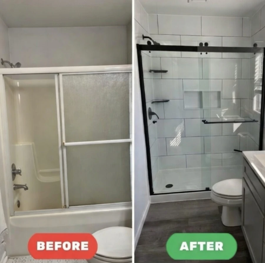 Gallery 2 before and after tub to shower conversion in rochester ny